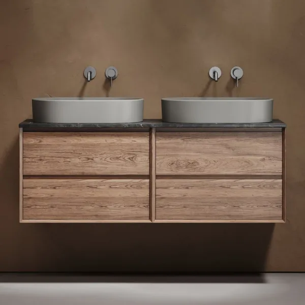 Тумба с раковиной Sancos Marmi 2.0 140 дуб чарльстон, столешница черный мрамор TT140A1, раковина CN6 Sancos — Оригинал