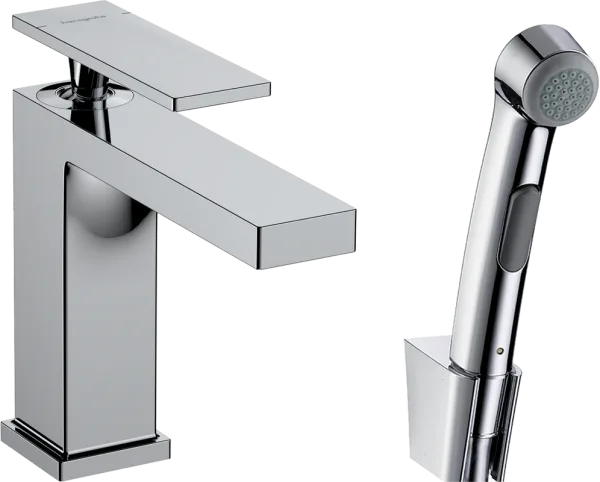 Смеситель для раковины Hansgrohe Tecturis E 110 73210000 с гигиеническим душем, хром Sancos — Оригинал
