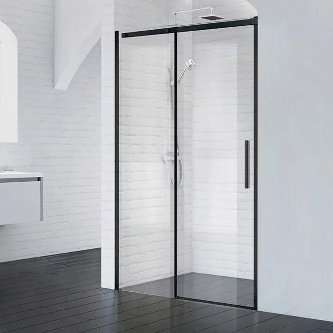 Душевая дверь в нишу BelBagno Acqua -BF-1-140-C-NERO профиль черный матовый Sancos — официальный сайт