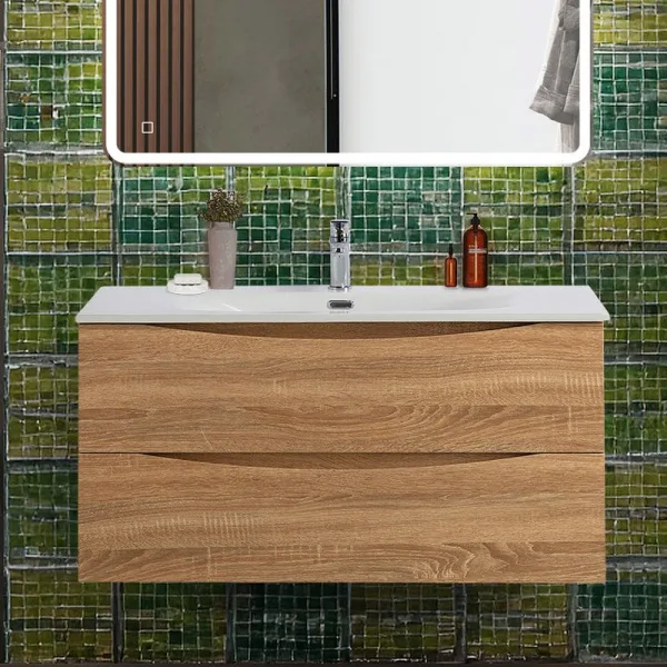 Тумба под раковину без столешницы BelBagno Marino-cer-n 100 подвесная, rovere bianco Sancos — Оригинал