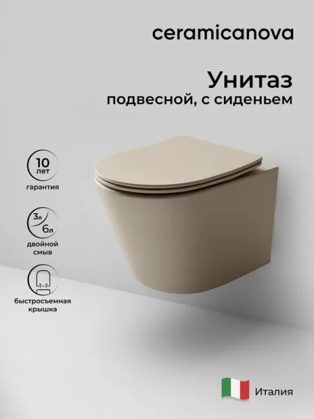 Унитаз подвесной Ceramicanova Balearica Rimless CN6000MC Sancos — Оригинал