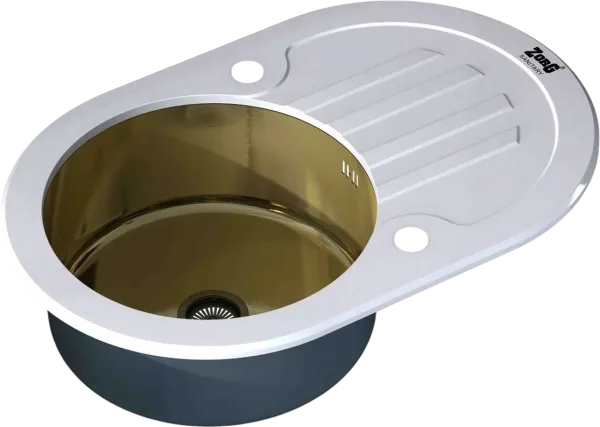 Мойка кухонная Zorg Inox Glass GL-7851-OV-WHITE-BRONZE белое стекло Sancos — Оригинал