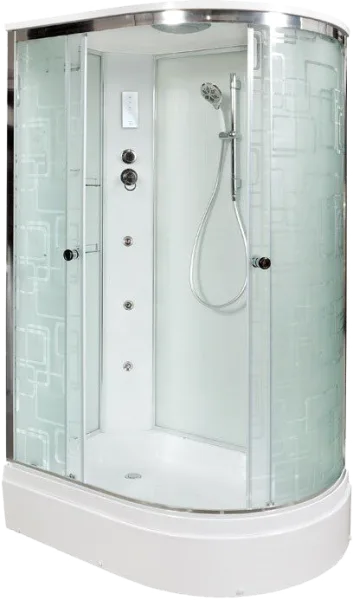 Душевая кабина DTO EM2712L с гидромассажем и электрикой (120х80х220), средний поддон (27 см), профил Sancos — Оригинал