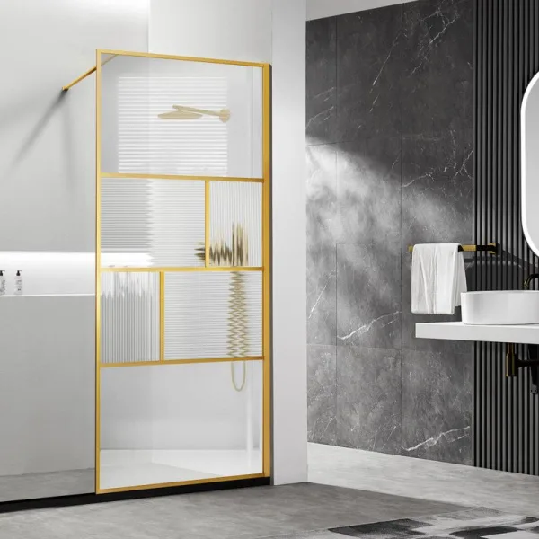 Душевая перегородка Vincea Walk-in HP Art VSW-1HC100CFBG 100 см, профиль брашированное золото, стекл Sancos — Оригинал