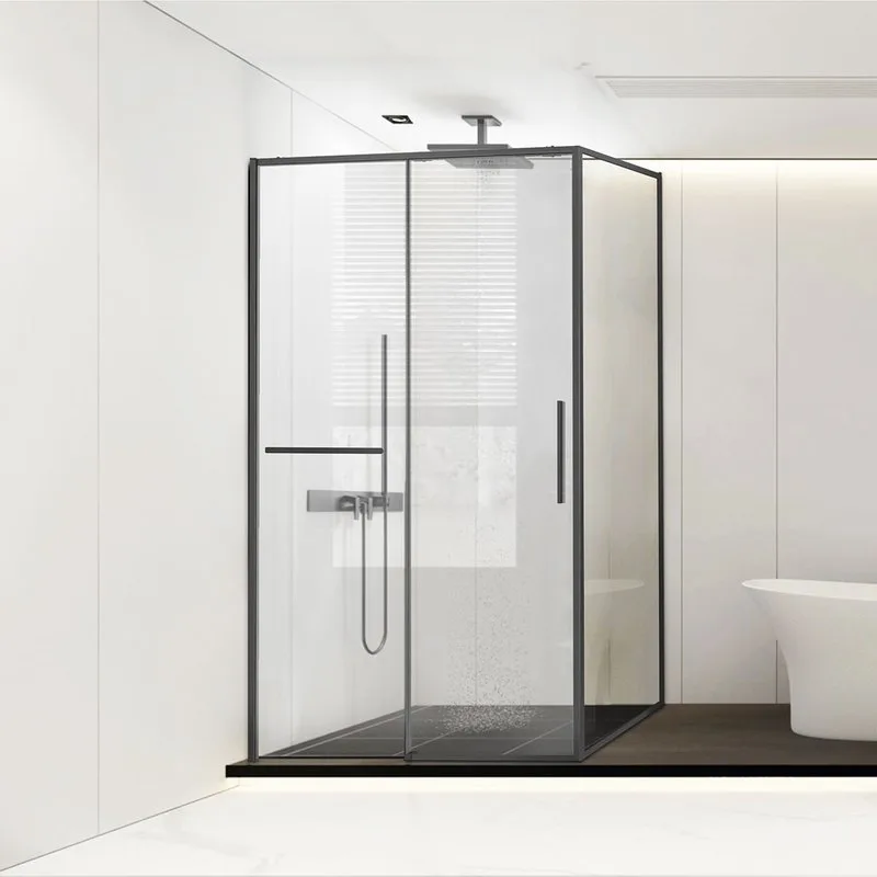 Душевой уголок Vincea Slim Soft VSR-1SS1011CLGM 110х100, профиль вороненая сталь, стекло прозрачное Sancos — официальный сайт