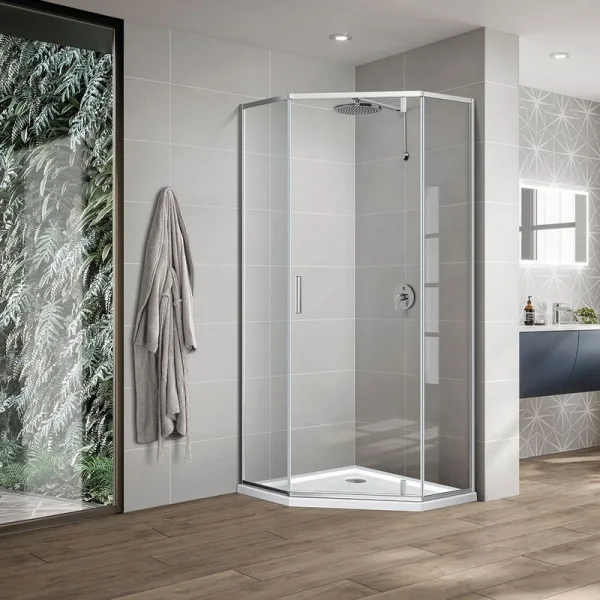 Душевой уголок Vincea Slim-U VSP-2SU900CL 90x90 см, профиль хром, стекло прозрачное Sancos — Оригинал
