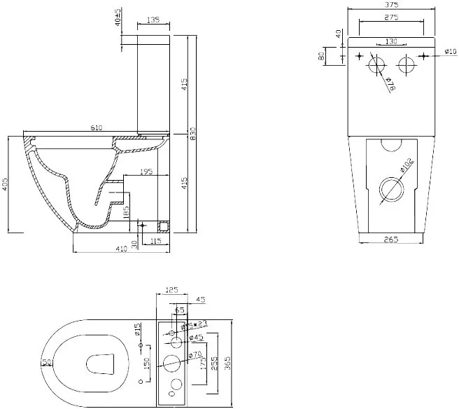 Унитаз-компакт напольный Cezares Stylus CZR-152-CPR/CZR-GN-SC Sancos — официальный сайт