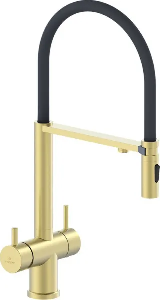 Смеситель для кухни AltroBagno Flusso 050202 OrSp с гибким изливом, матовое золото Sancos — Оригинал