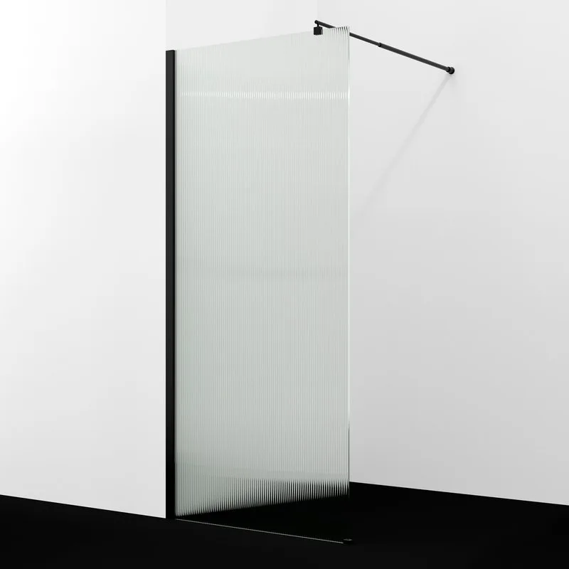 Душевая перегородка Wasserkraft Rur 30W 110 см, профиль матовый черный, стекло рифленое Sancos — официальный сайт