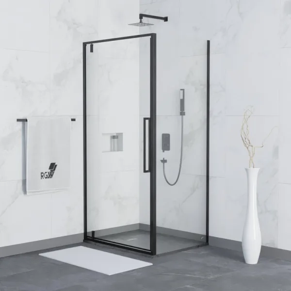 Душевой уголок RGW Stilvoll SV-02B+80 см (79-82)x80x200 профиль черный матовый, стекло прозрачное Sancos — Оригинал