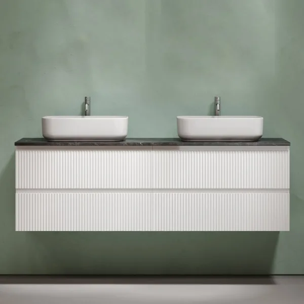 Тумба с раковиной Sancos Snob R 160 bianco, столешница черный мрамор TT160A1X, раковина CN5043 Sancos — Оригинал