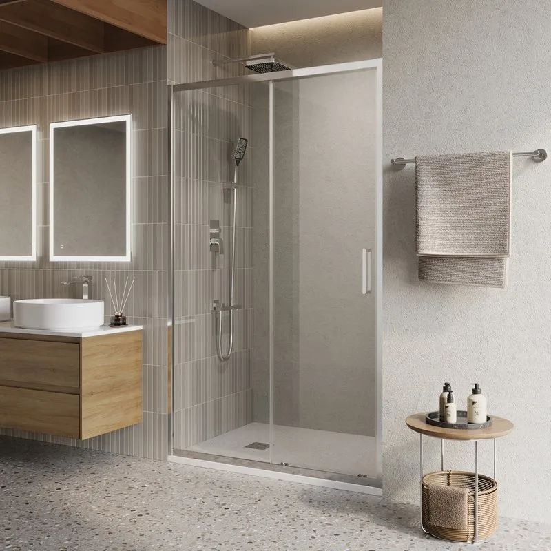 Душевая дверь в нишу BelBagno Luce BF-1-120-C-Cr профиль хром, стекло прозрачное Sancos — официальный сайт