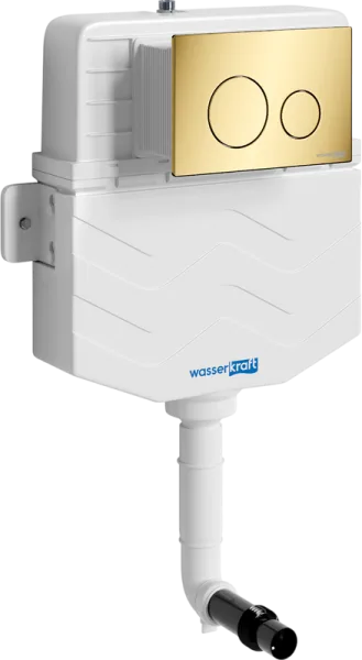 Смывной бачок скрытого монтажа Wasserkraft Aller 10TLT.031.ME.PG02, с кнопкой смыва золото Sancos — Оригинал