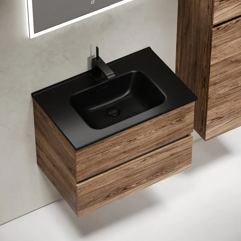 Тумба с раковиной Sancos Urban 70 дуб чарльстон, черная раковина CN7007MB Sancos — официальный сайт