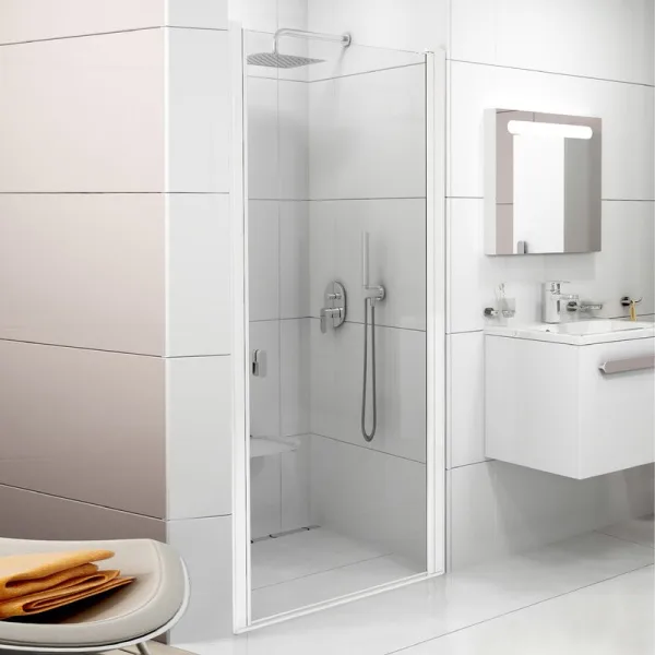 Душевая дверь в нишу Ravak Chrome CSD1-80 Transparent, профиль белый Sancos — Оригинал
