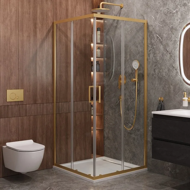 Душевой уголок Cezares Molveno A 2 100 C BORO IV 100х100 см, профиль брашированное золото, стекло пр Sancos — официальный сайт