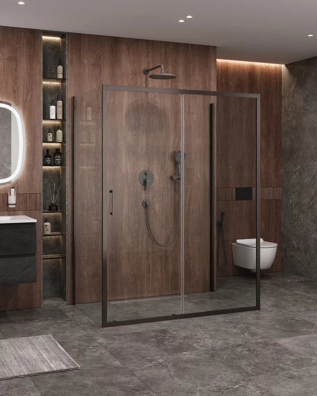 Душевой уголок Cezares Molveno AH 12 150+90 C GM IV 150х90 см, профиль оружейная сталь, стекло прозр Sancos — официальный сайт