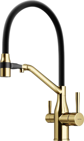 Смеситель для кухни Sancos Orta SC4008BG с гибким изливом, брашированное золото Sancos — Оригинал