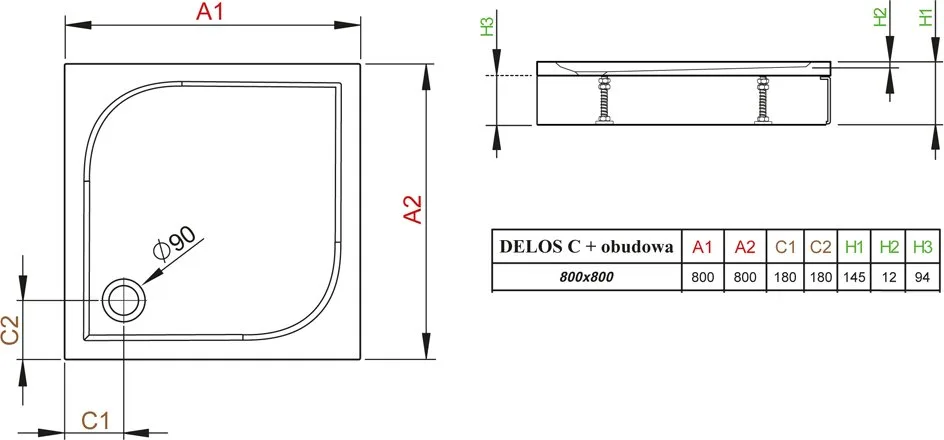 Поддон для душа Radaway Delos C800 с панелью Sancos — официальный сайт