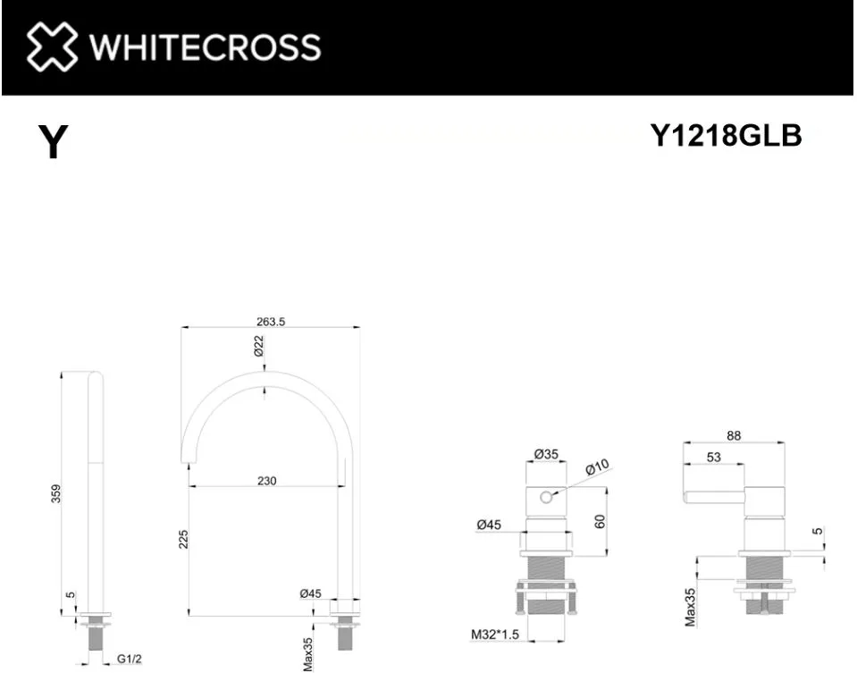 Смеситель для раковины WHITECROSS Y Y1218GLB брашированное золото Sancos — официальный сайт