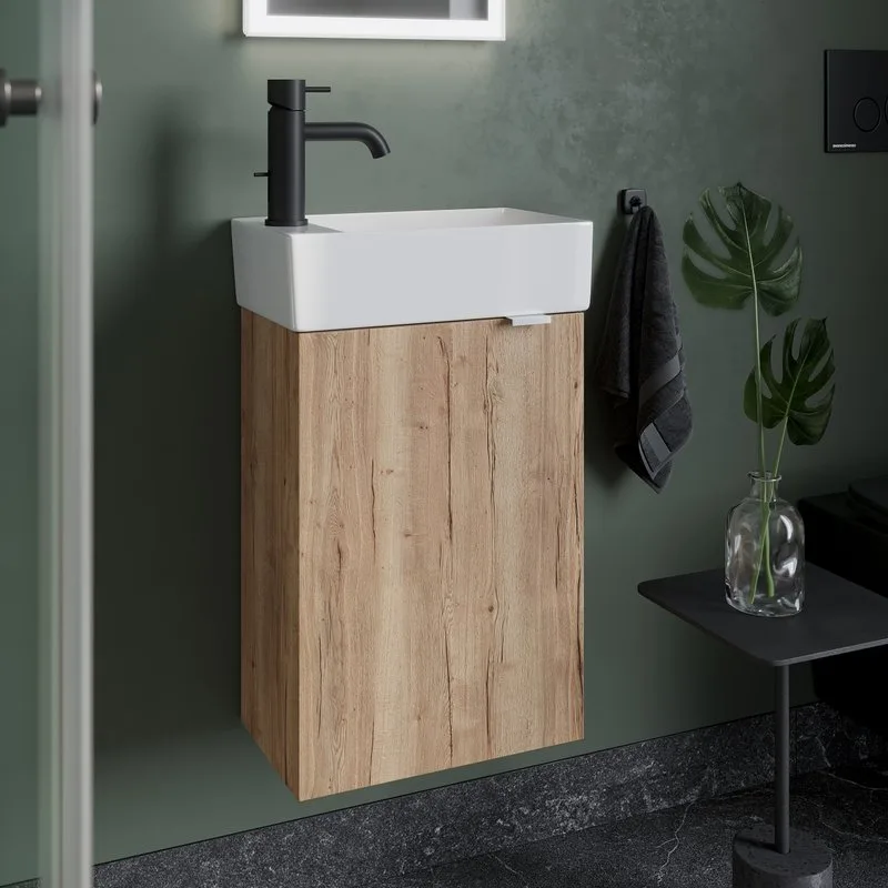 Тумба с раковиной Sancos Mini 35 L подвесная, дуб галифакс натуральный Sancos — официальный сайт