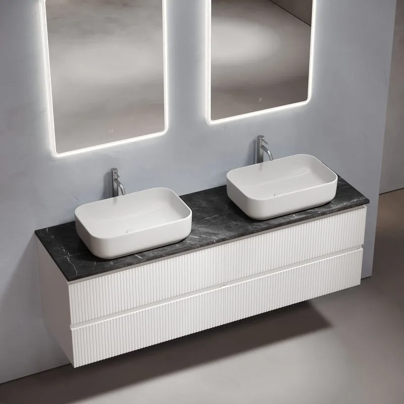 Тумба с раковиной Sancos Snob T 160 bianco, столешница черный мрамор TT160A1X, раковина CN5043 Sancos — официальный сайт