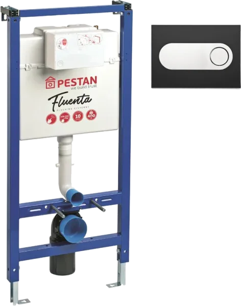 Система инсталляции для унитазов Pestan Fluenta 40006356 + 40006364, с кнопкой смыва, черный Sancos — Оригинал