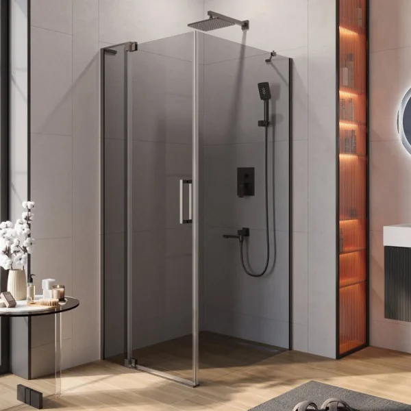 Душевой уголок Cezares Slider AH 1 90-80/90 GRIGIO GM профиль оружейная сталь, стекло серое Sancos — Оригинал