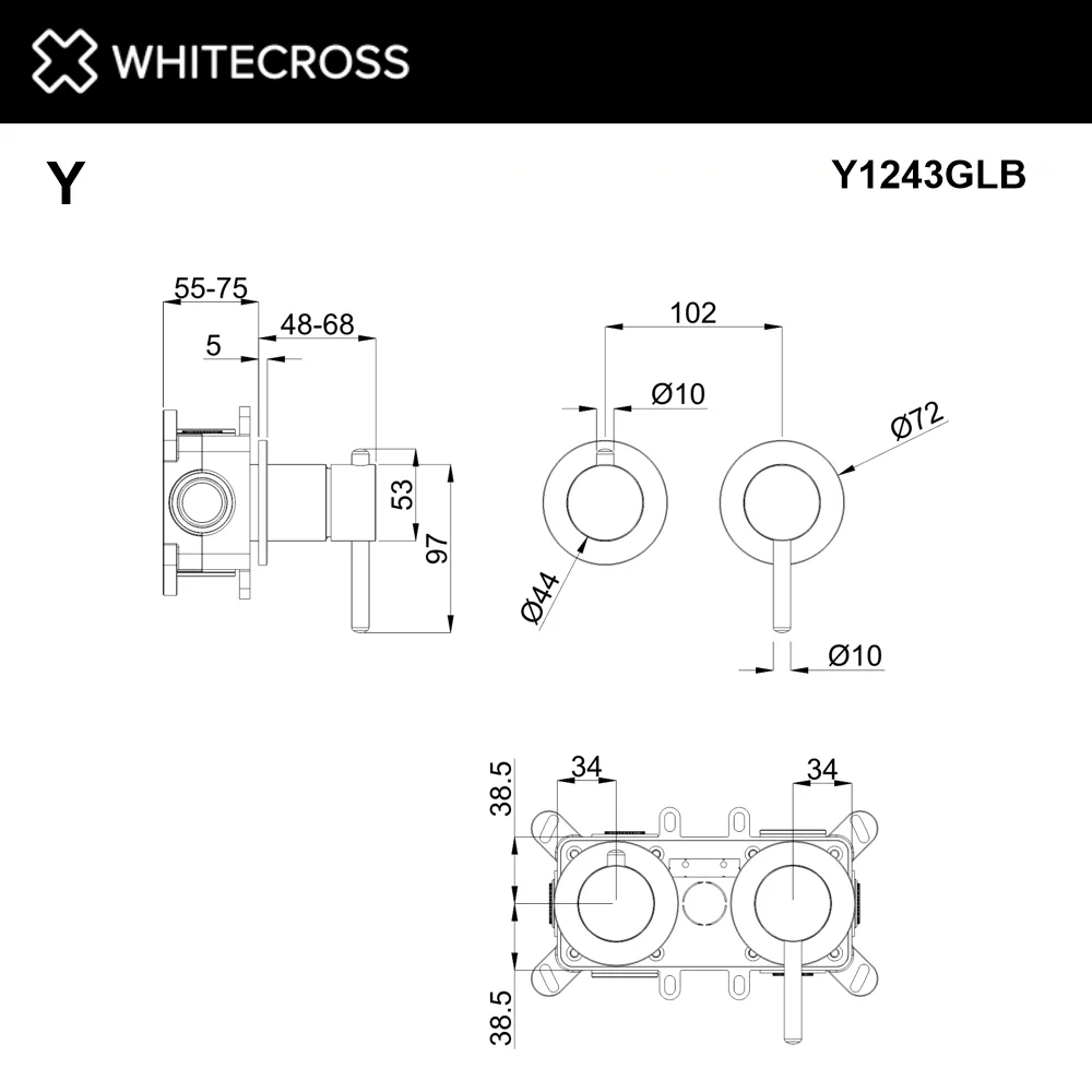 Встраиваемый смеситель WHITECROSS Y Y1243GLB для душа С ВНУТРЕННЕЙ ЧАСТЬЮ, браш золото Sancos — официальный сайт