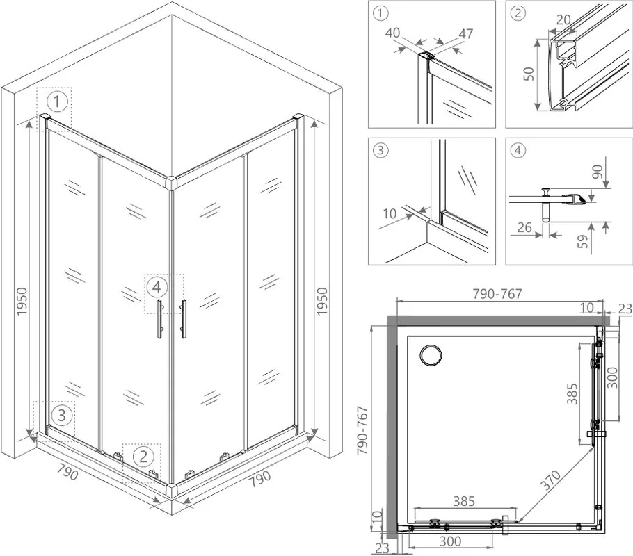 Душевой уголок RGW Hotel HO-31 800x800x1950 профиль хром Sancos — официальный сайт