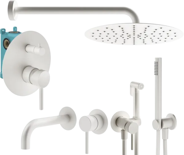 Комплект для ванной Plumberia Selection Ixo KITZXO18BO210 С ВНУТРЕННЕЙ ЧАСТЬЮ, белый матовый Sancos — Оригинал