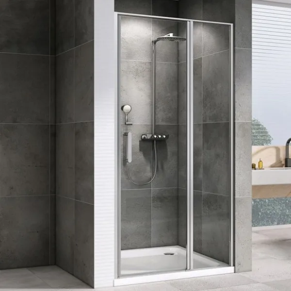 Душевая дверь в нишу Abber Sonnenstrand AG04140S 140 см, профиль хром, стекло прозрачное Sancos — Оригинал