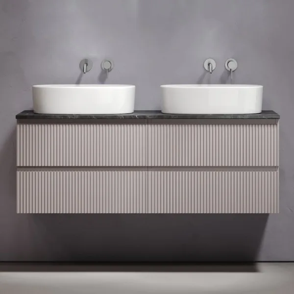 Тумба с раковиной Sancos Snob R 140 doha soft, столешница черный мрамор TT140A1, раковина CN6075 Sancos — Оригинал