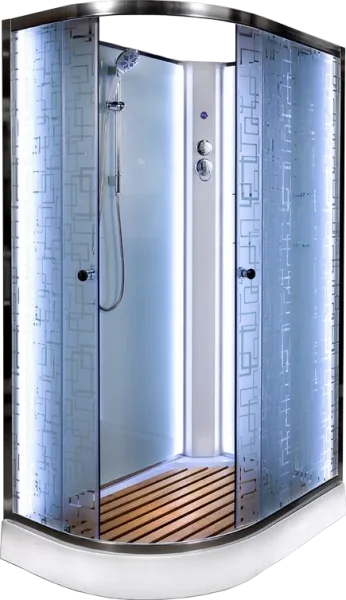 Душевая кабина DTO EM1511RN 110х80, LED, профиль хром, стекло матовое с узором Sancos — Оригинал