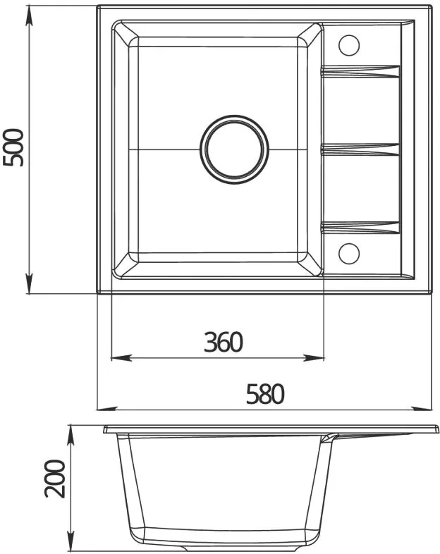 Мойка кухонная Emar Quartz EMQ-1580.Q Оникс Sancos — официальный сайт