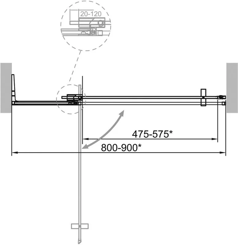 Душевая дверь в нишу Cezares Slider B 1 80/90 BR Nero профиль черный, стекло бронза Sancos — официальный сайт
