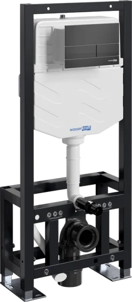 Система инсталляции для унитазов Wasserkraft Dill 61TLT.010.ME.MB04, с кнопкой смыва матовой черной Sancos — Оригинал