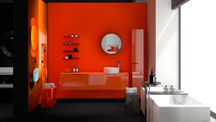 Зеркало круглое Laufen Kartell by Laufen 80 оранжевое Sancos — официальный сайт