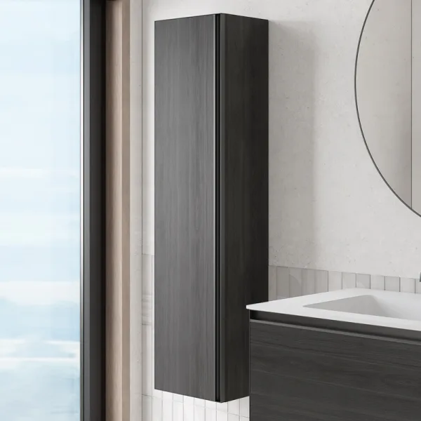 Шкаф-пенал для ванной Armadi Art Quatro oak anthracite, профиль anthracite Sancos — Оригинал
