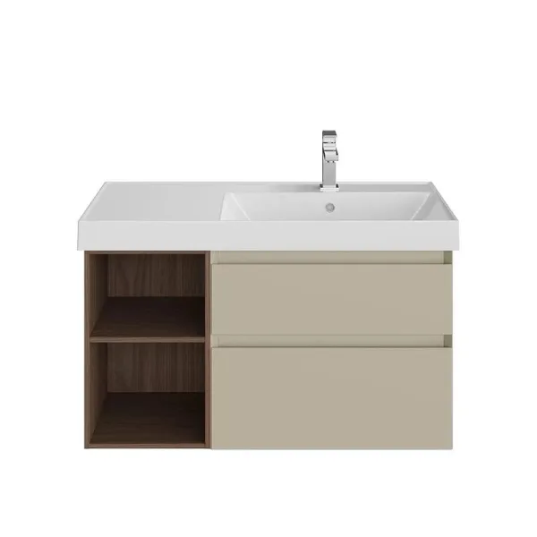 Тумба под раковину без столешницы KERAMA MARAZZI Cubo 90, правая подвесная, с ящиками и полкой, лимо Sancos — Оригинал