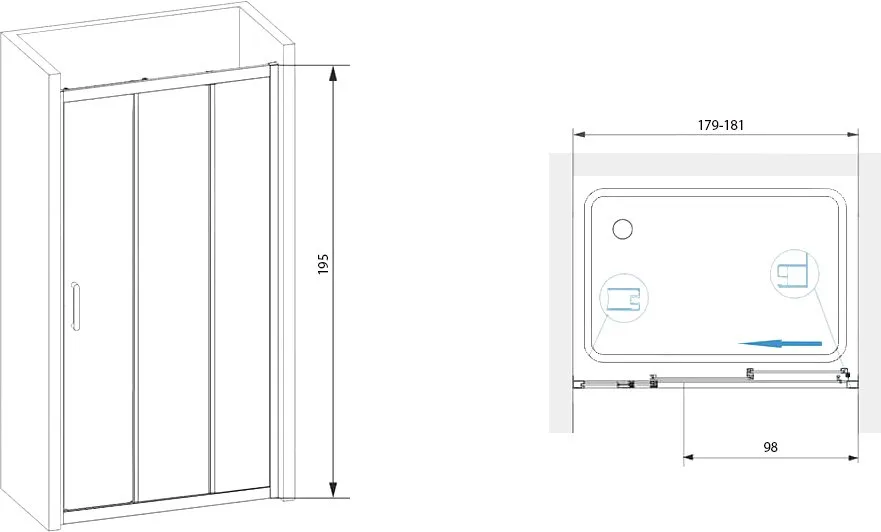 Душевой уголок RGW Passage PA-13+80 см (179-181)x80x195 профиль хром, стекло прозрачное Sancos — официальный сайт