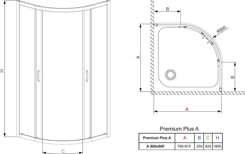 Душевой уголок Radaway Premium Plus A 80x190 прозрачное стекло Sancos — официальный сайт