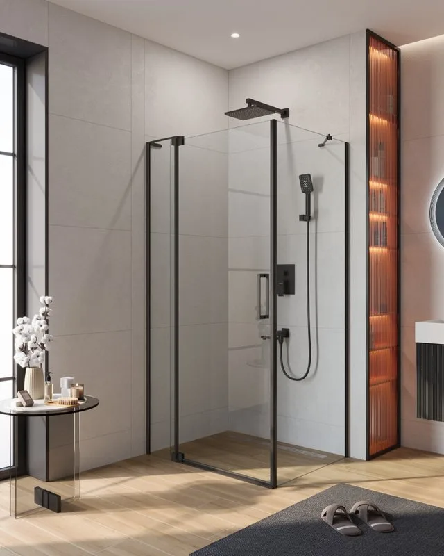 Душевой уголок Cezares Slider AH 1 80-90/100 C Nero профиль черный, стекло прозрачное Sancos — официальный сайт