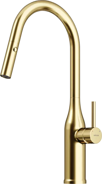 Смеситель для кухни Sancos Grand SC4002BG с вытяжным изливом, брашированное золото Sancos — Оригинал