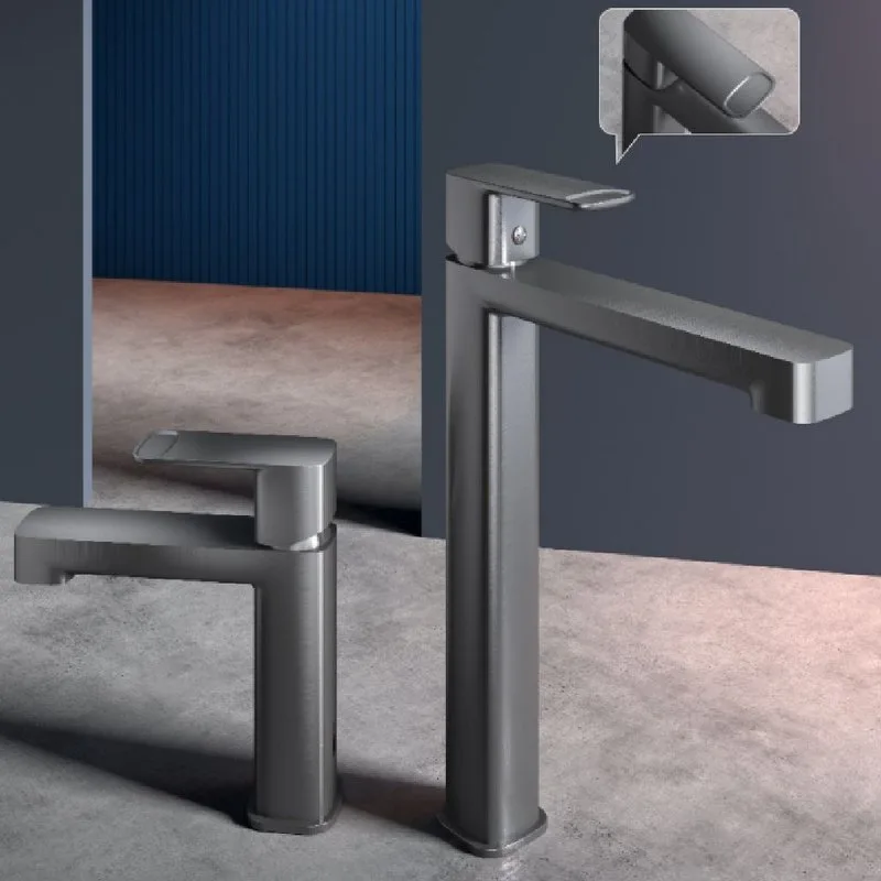 Смеситель для раковины высокий металл Gun Metal, AQUAme Parma AQM6614GM Sancos — официальный сайт