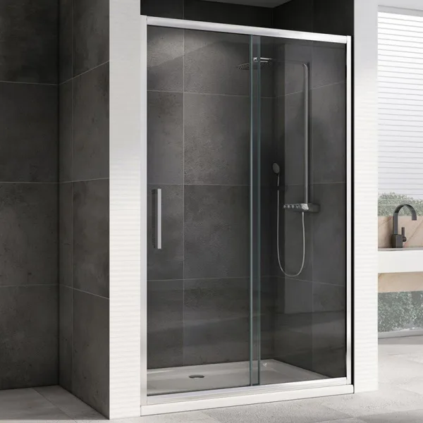 Душевая дверь в нишу Abber Schwarzer Diamant AG30160H 160 см, профиль хром, стекло прозрачное Sancos — Оригинал