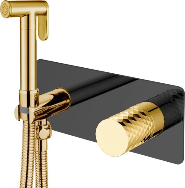 Гигиенический душ Boheme Stick 127-BG со смесителем, С ВНУТРЕННЕЙ ЧАСТЬЮ, black, diamond gold Sancos — Оригинал