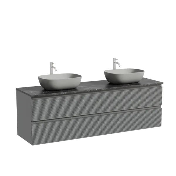 Тумба с раковиной Sancos Folk 160 grey soft, столешница черный мрамор TT160A1X, раковина CN6009MH Sancos — Оригинал