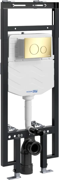 Система инсталляции для унитазов Wasserkraft Dinkel 58TLT.010.ME.PG02, с кнопкой смыва золото Sancos — Оригинал
