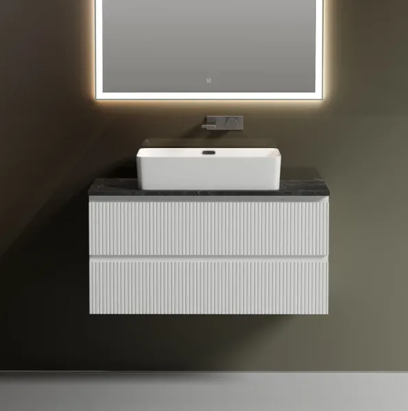 Тумба с раковиной Sancos Snob T 100 см, bianco, столешница черный мрамор, раковина CN5025 Sancos — Оригинал